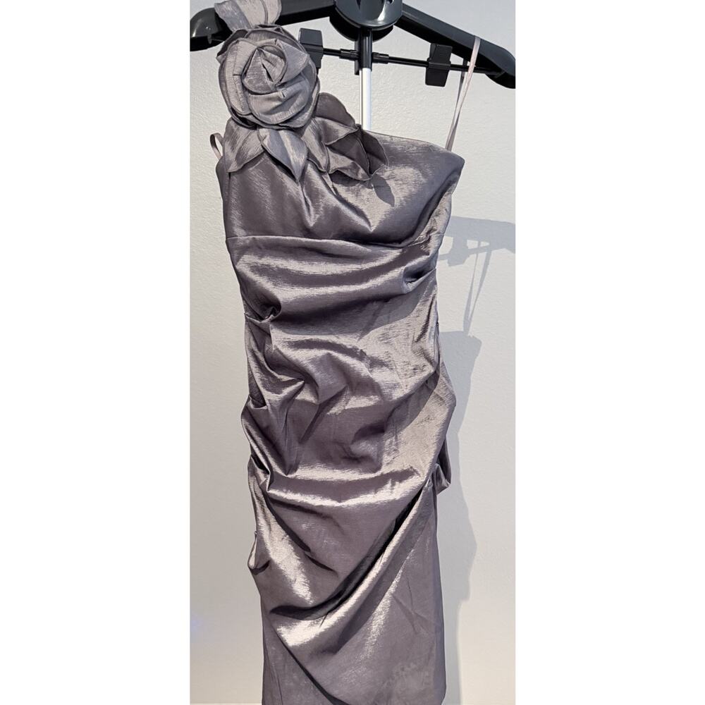 Cache Women's Dress Silver Size 8 Metallic Sheath Party Dress Sleeveless Stretch